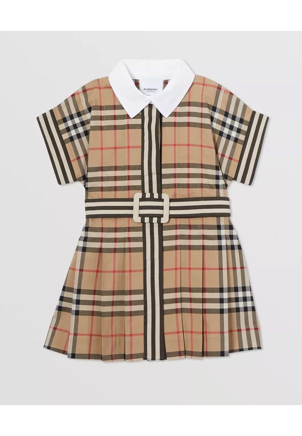 BURBERRY CHILDREN - Bawełniana sukienka w kratę 0-2 lat. Kolor: beżowy. Materiał: bawełna. Sezon: lato