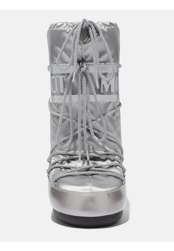 Śniegowce damskie Moon Boot ICON GLANCE SILVER SATIN BOOTS. Kolor: srebrny