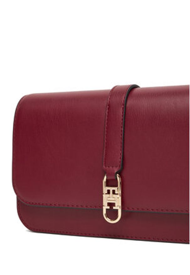 TOMMY HILFIGER - Tommy Hilfiger Torebka Th Libre Flap Crossover AW0AW17723 Bordowy. Kolor: czerwony. Materiał: skórzane