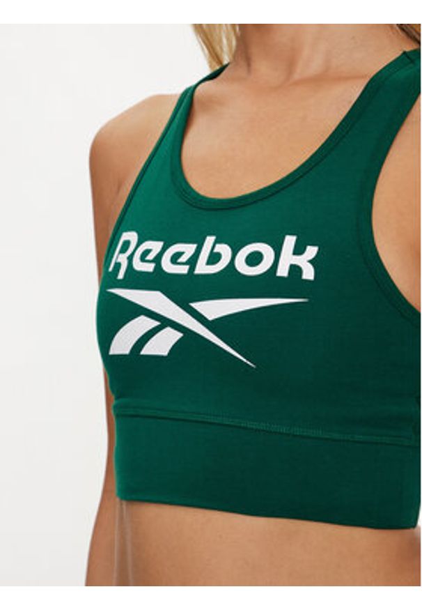Reebok Top Identity Big Logo Cotton Bralette 100076020 Zielony Slim Fit. Kolor: zielony. Materiał: bawełna