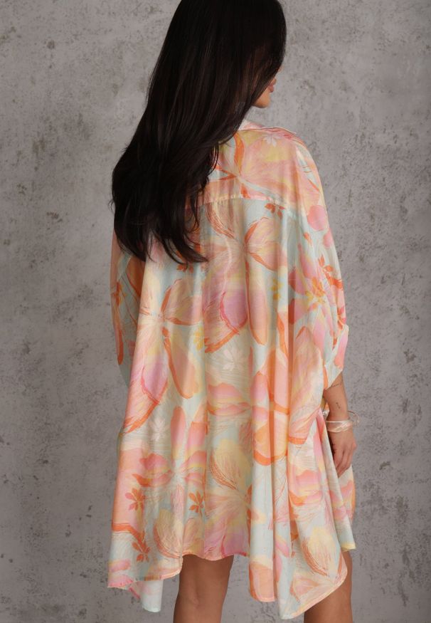 Renee - Pomarańczowa Nietoperzowa Koszula z Bawełną o Fasonie Oversize Celista. Okazja: na co dzień. Kolor: pomarańczowy. Materiał: bawełna. Styl: elegancki, casual