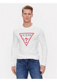 Guess Longsleeve M2YI31 I3Z11 Biały Slim Fit. Kolor: biały. Materiał: bawełna. Długość rękawa: długi rękaw