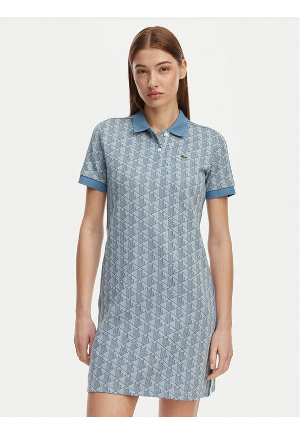 Lacoste Sukienka codzienna EF2655 Niebieski jasny Slim Fit. Okazja: na co dzień. Kolor: niebieski. Materiał: bawełna. Typ sukienki: proste. Styl: casual