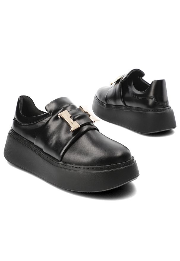 Czarne Sneakersy Armodo Stylowe Wsuwane Obuwie Damskie. Zapięcie: bez zapięcia. Kolor: czarny. Materiał: skóra. Styl: elegancki