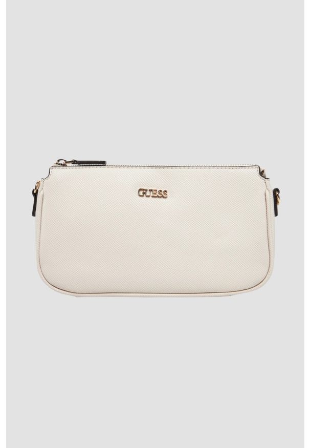 Guess - GUESS Beżowa damska torebka 2 w 1 Noelle. Kolor: beżowy. Materiał: skórzane