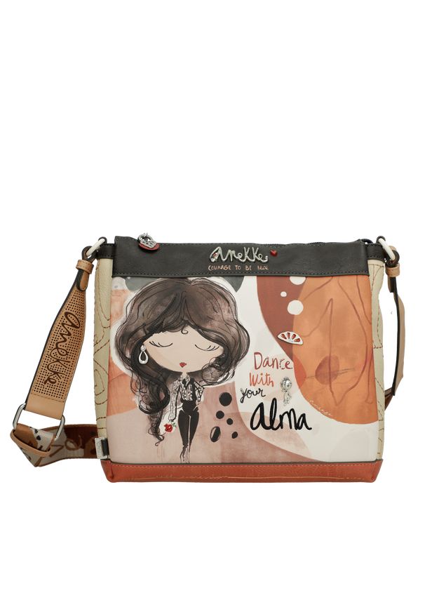 Pomarańczowa Damska Torebka Anekke Edycja Limitowana. Kolor: pomarańczowy. Wzór: napisy. Dodatki: z breloczkiem. Materiał: z tłoczeniem. Styl: elegancki, casual