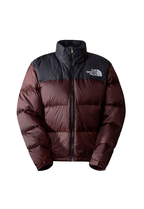 Kurtka The North Face 1996 Retro Nuptse 0A3XEOLOS1 - brązowo-czarna. Kolor: brązowy, czarny, wielokolorowy. Materiał: nylon, puch. Wzór: aplikacja. Sezon: lato. Styl: retro