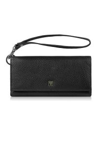 PAOLO PERUZZI - Portfel damski skórzany duży z miejscem na telefon kopertówka damska czarna Paolo Peruzzi T-141-BL. Kolor: czarny. Materiał: skóra #1