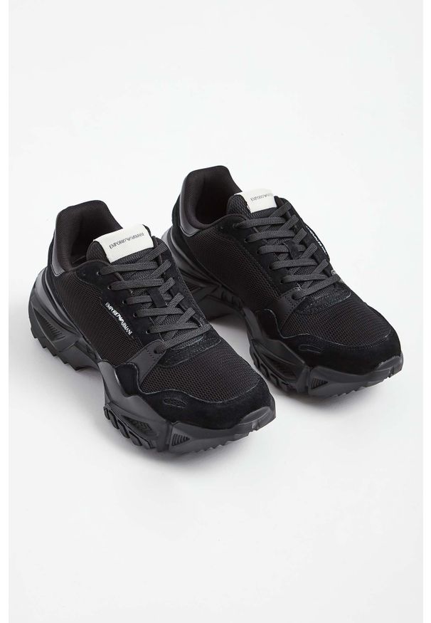 Emporio Armani - SNEAKERSY EMPORIO ARMANI. Materiał: skóra, zamsz. Wzór: aplikacja