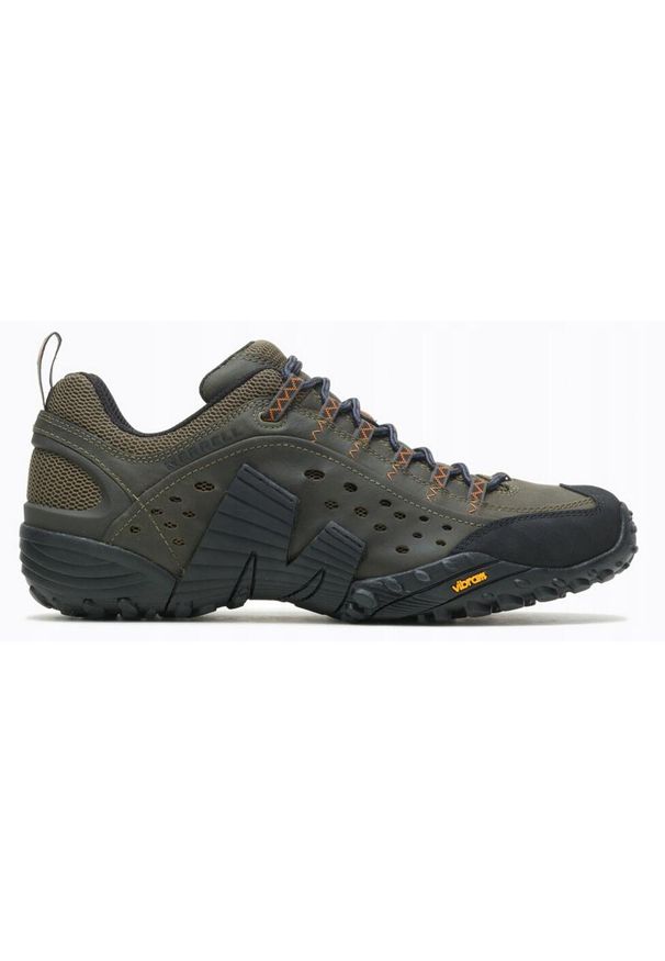 Merrell - Buty trekkingowe dla mężczyzn Merrel Intercept. Kolor: zielony. Materiał: skóra. Sport: turystyka piesza