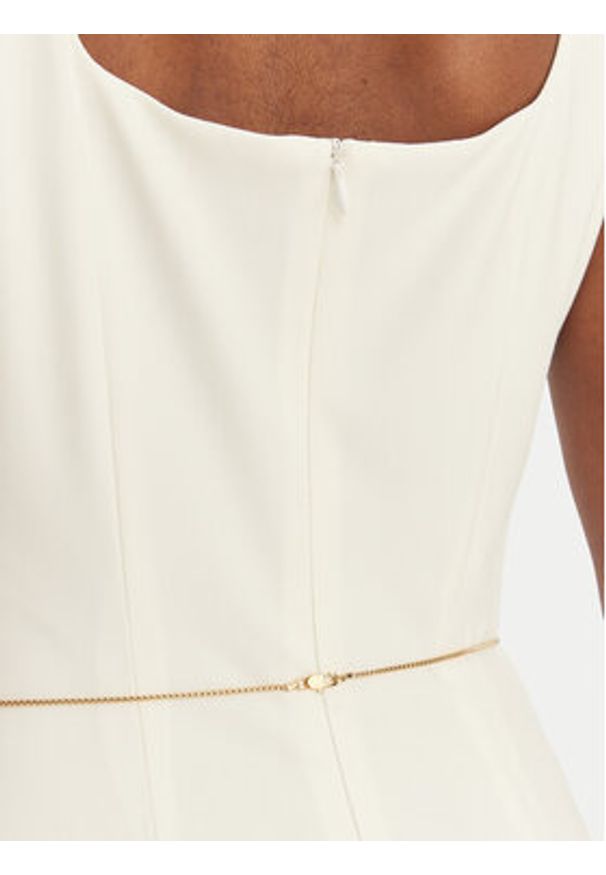 Hugo - HUGO Sukienka koktajlowa Kankeni 50558191 Écru Slim Fit. Materiał: syntetyk. Styl: wizytowy