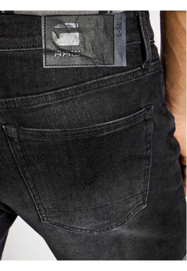 G-Star RAW - G-Star Raw Szorty jeansowe 3301 Slim ½ D10481-A634-9887 Czarny Slim Fit. Kolor: czarny. Materiał: bawełna