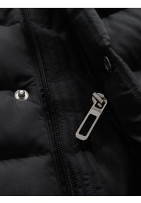 Ombre Clothing - Pikowana kurtka męska ze stójką i zamkami na klatce piersiowej – czarna V1 - Rozmiar: XL. Okazja: na co dzień. Typ kołnierza: kołnierzyk stójkowy. Kolor: czarny. Materiał: poliester, materiał. Styl: sportowy, casual, elegancki #10
