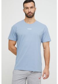 Hugo - HUGO t-shirt piżamowy kolor niebieski z nadrukiem. Kolor: niebieski. Materiał: dzianina. Wzór: nadruk #2
