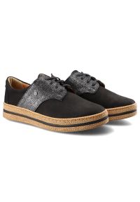 Czarne Półbuty Lemar Damskie Stylowe Skórzane Buty. Okazja: na spacer, na co dzień. Zapięcie: sznurówki. Kolor: czarny. Szerokość cholewki: normalna. Wzór: ażurowy, aplikacja. Materiał: skóra. Sezon: wiosna. Obcas: na obcasie. Styl: elegancki. Wysokość obcasa: średni #5