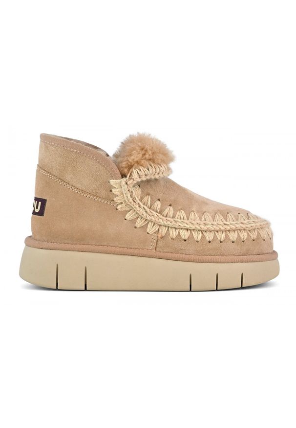 Mou - MOU Eskimo Bounce Sneaker Śniegowce damskie. Okazja: na co dzień. Kolor: beżowy. Materiał: materiał, wełna, zamsz. Sezon: zima. Styl: sportowy, klasyczny, elegancki, casual