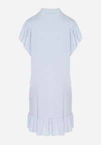 Born2be - Jasnoniebieska Sukienka Koszulowa z Guzikami i Falbankami Tenalena. Okazja: na co dzień. Typ kołnierza: kołnierz z falbankami. Kolor: niebieski. Typ sukienki: koszulowe. Styl: elegancki, casual, sportowy #7