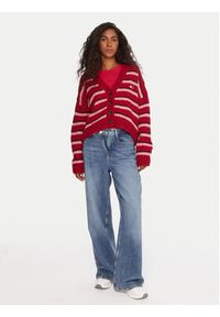 Tommy Jeans Kardigan Badge DW0DW21678 Czerwony Relaxed Fit. Kolor: czerwony. Materiał: syntetyk #5