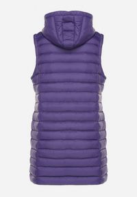 Born2be - Ciemnofioletowa Kamizelka Pikowana o Dłuższym Fasonie z Kapturem Vitilie. Okazja: na co dzień. Typ kołnierza: kaptur. Kolor: fioletowy. Materiał: jeans. Długość: długie. Styl: casual, elegancki #2