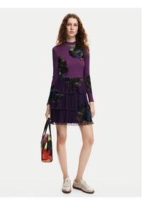 Desigual Sukienka codzienna Pansee Lacroix 24WWVK34 Fioletowy Regular Fit. Okazja: na co dzień. Kolor: fioletowy. Materiał: syntetyk. Typ sukienki: proste. Styl: casual