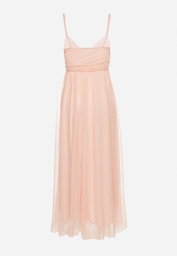 Born2be - Różowa Sukienka Koktajlowa z Tiulową Siateczką Devinae. Okazja: na co dzień, na imprezę. Typ kołnierza: dekolt w kształcie V. Kolor: różowy. Materiał: tiul. Długość rękawa: na ramiączkach. Sezon: lato. Styl: wizytowy