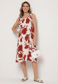 Born2be - Bordowa Sukienka z Wiskozy z Wzorem w Kwiaty Bez Rękawów Orrulene. Okazja: na co dzień. Kolor: czerwony. Materiał: wiskoza. Długość rękawa: bez rękawów. Wzór: kwiaty. Sezon: wiosna, lato. Styl: klasyczny, casual #5