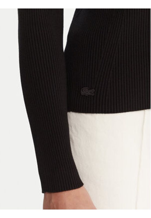 Lacoste Sweter AF4144 Czarny Regular Fit. Kolor: czarny. Materiał: syntetyk