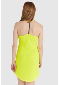 Guess - GUESS Żółta damska neonowa sukienka z trójkątnym logo na ramiączka, Rozmiar XS. Kolor: żółty. Materiał: poliester. Długość rękawa: na ramiączkach. Wzór: nadruk #3