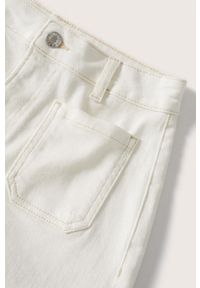 mango - Mango szorty jeansowe Clea damskie kolor beżowy gładkie high waist. Stan: podwyższony. Kolor: beżowy. Materiał: jeans. Wzór: gładki #7