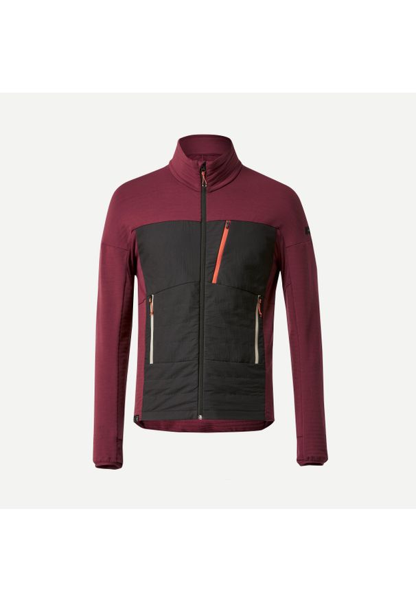 FORCLAZ - Bluza trekkingowa męska Forclaz MT900 merino. Kolor: czerwony. Materiał: tkanina, wełna, elastan, poliamid, materiał, włókno. Sport: wspinaczka