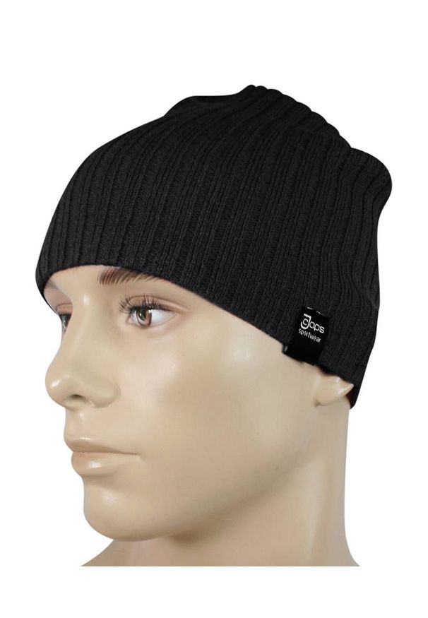 Jarek - Czapka Czarna Jesienno-Zimowa, Beanie, Krasnal, Rozciągliwa, w Prążki. Kolor: czarny. Materiał: akryl. Wzór: prążki. Sezon: jesień, zima. Styl: sportowy
