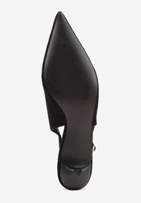 Renee - Czarne Sandały Slingback na Szpilce Kaczuszce Vetilia. Okazja: na co dzień. Zapięcie: sprzączka. Kolor: czarny. Materiał: jeans. Sezon: wiosna. Obcas: na szpilce. Styl: casual, elegancki, klasyczny #6