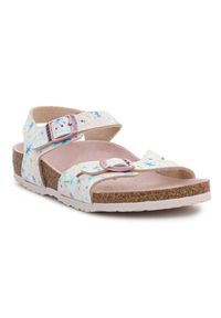 Sandały Birkenstock Rio Kids 1022232 Pastel Floral różowe. Okazja: na co dzień. Zapięcie: pasek. Kolor: różowy. Materiał: syntetyk. Wzór: kwiaty. Sezon: lato