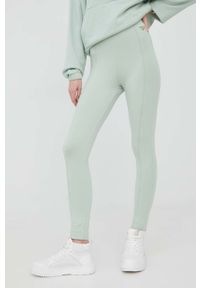 Reebok Classic legginsy damskie kolor zielony gładkie. Stan: podwyższony. Kolor: zielony. Materiał: dzianina. Wzór: gładki