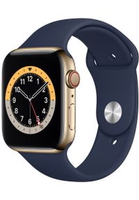 APPLE - Apple smartwatch Watch Series 6 Cellular, 44mm Gold Stainless Steel Case with Deep Navy Sport Band. Rodzaj zegarka: smartwatch. Kolor: złoty. Styl: sportowy #1