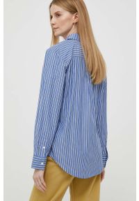 TOMMY HILFIGER - Tommy Hilfiger koszula bawełniana damska kolor niebieski relaxed z kołnierzykiem klasycznym. Typ kołnierza: kołnierzyk klasyczny. Kolor: niebieski. Materiał: bawełna. Długość: długie. Styl: klasyczny #2