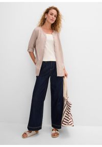 bonprix - Bluzka z domieszką lnu i rękawami 3/4. Kolor: szary. Materiał: len #3