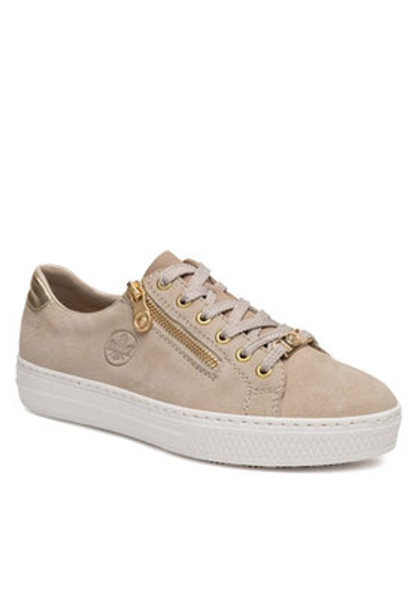 Rieker Sneakersy L59L1-60 Beżowy. Kolor: beżowy. Materiał: zamsz, skóra