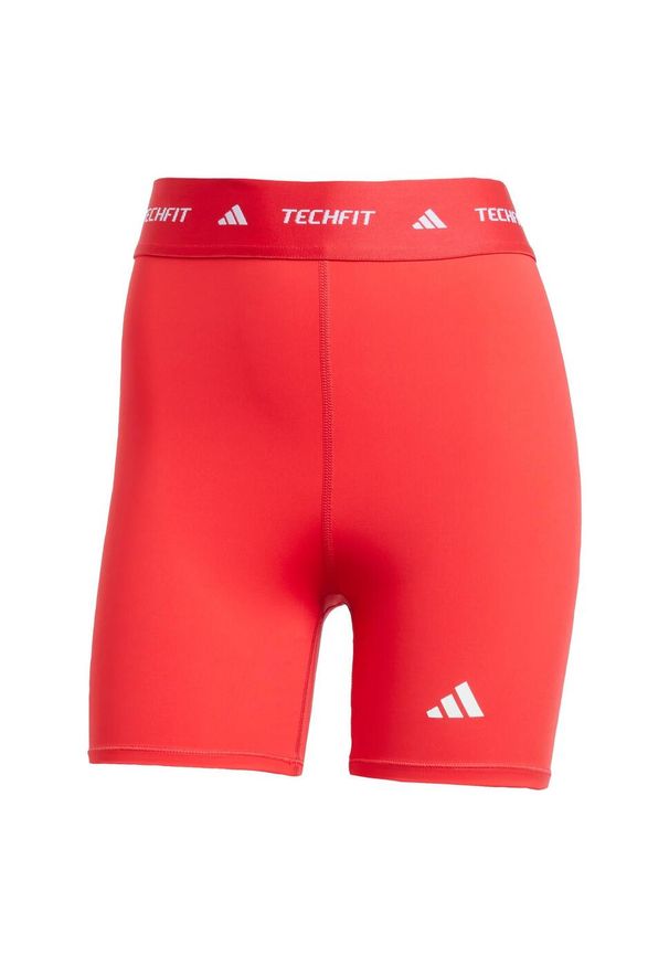 Adidas - Legginsy TECHFIT Short. Kolor: czerwony. Materiał: materiał. Technologia: Techfit (Adidas). Długość: krótkie