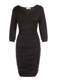 Born2be - Czarna Sukienka Hippeope. Typ kołnierza: dekolt w serek. Kolor: czarny. Materiał: wiskoza, dzianina. Długość: mini #5