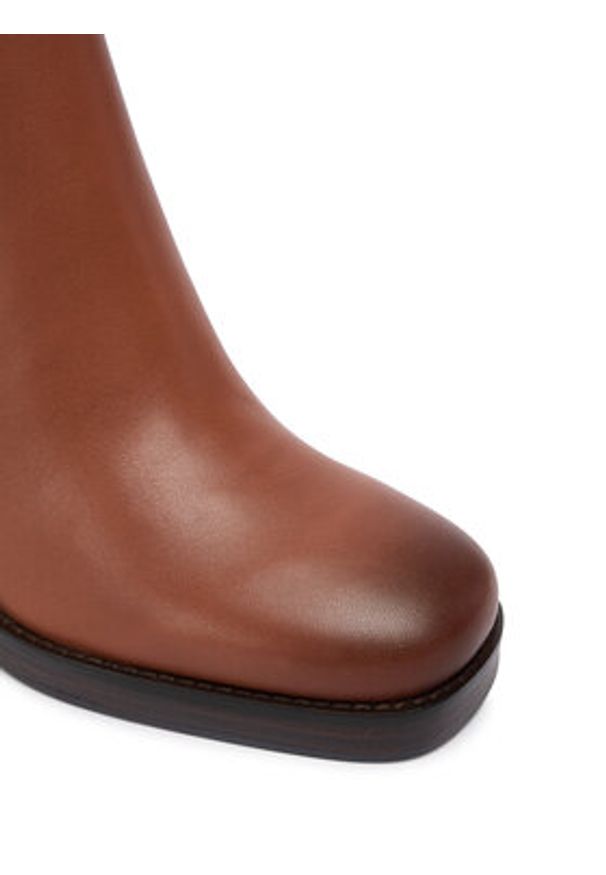 TOMMY HILFIGER - Tommy Hilfiger Botki Square Toe Chelsea High Block Hl FW0FW08844 Brązowy. Kolor: brązowy. Materiał: skóra