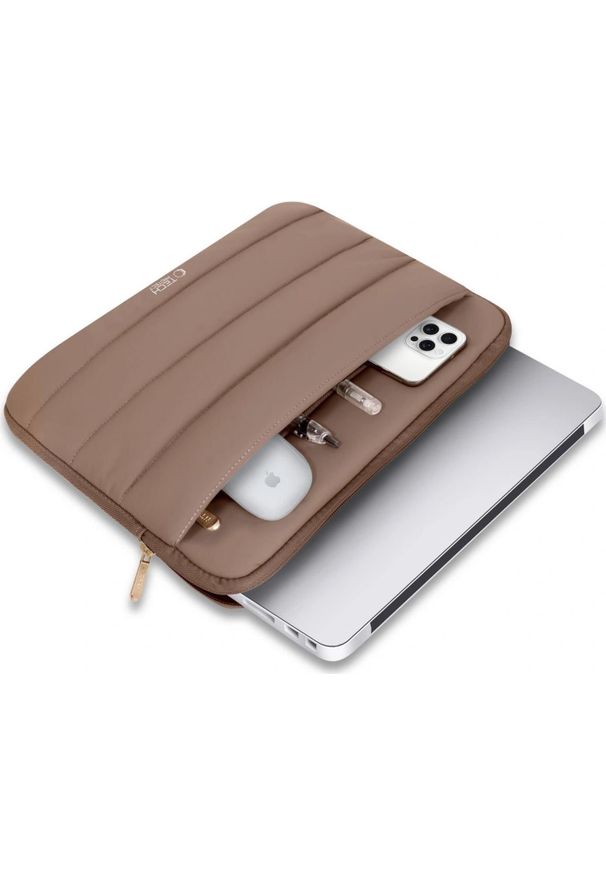 TECH-PROTECT - Etui Tech-Protect Fluffy Laptop 15-16 beżowy. Kolor: beżowy. Materiał: materiał. Styl: casual, elegancki