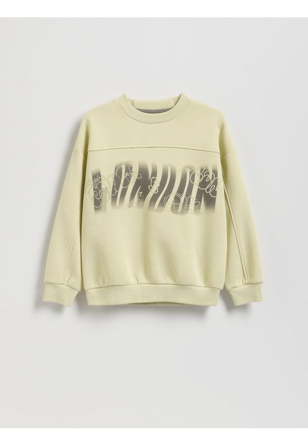 Reserved - Bawełniana bluza oversize - zielony. Kolor: zielony. Materiał: bawełna