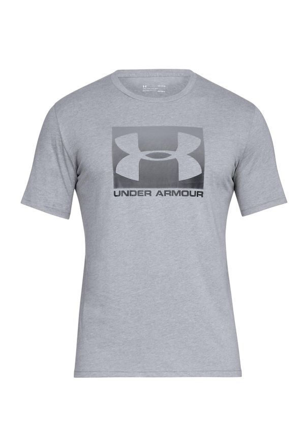 Koszulka treningowa męska Under Armour Boxed. Kolor: szary. Materiał: poliester, bawełna. Sport: piłka nożna