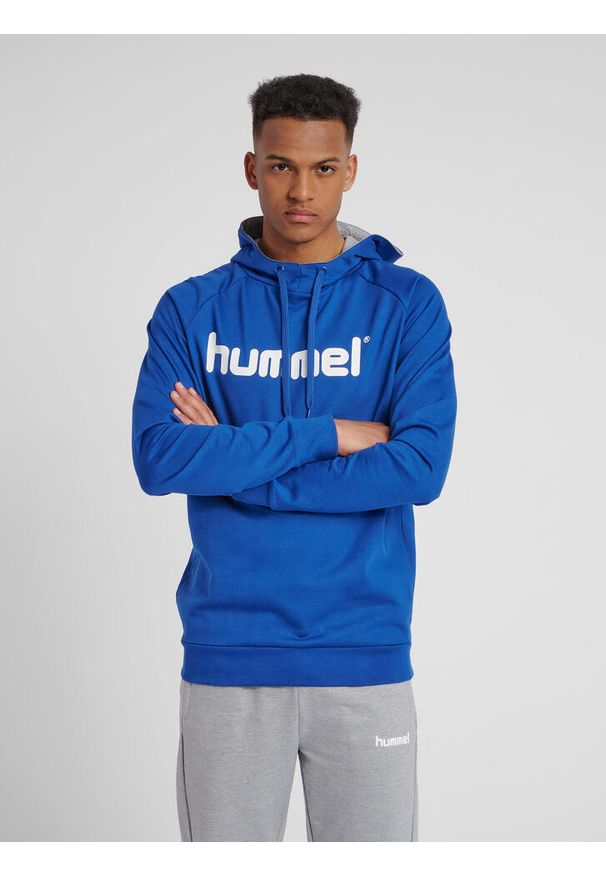 Bluza do piłki ręcznej męska Hummel Cotton Logo z kapturem. Typ kołnierza: kaptur. Kolor: niebieski