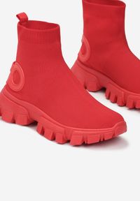 Born2be - Czerwone Sneakersy Amathime. Wysokość cholewki: za kostkę. Kolor: czerwony. Materiał: materiał. Szerokość cholewki: normalna #5