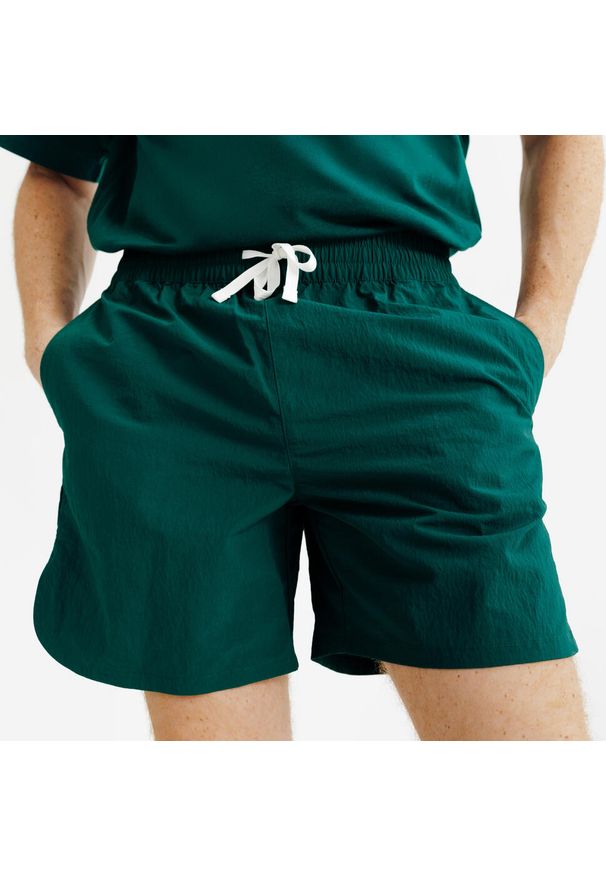Decathlon - Spodenki płócienne męskie Elementals. Kolor: zielony. Materiał: poliamid, materiał. Długość: krótkie. Sezon: lato
