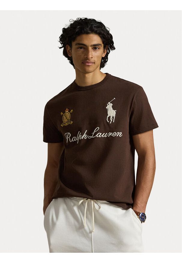 Polo Ralph Lauren T-Shirt 710B20010002 Brązowy Regular Fit. Typ kołnierza: polo. Kolor: brązowy. Materiał: bawełna