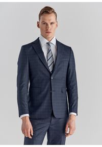 Pako Lorente - Granatowa marynarka garniturowa P22WF-3G-041-G-S. Kolor: niebieski. Materiał: tkanina. Wzór: kratka #1