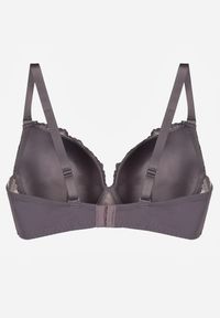 Born2be - Szaro-Różowy Biustonosz z Koronką i Sercem z Cyrkonii Coratune. Kolor: szary. Materiał: koronka. Wzór: koronka #3